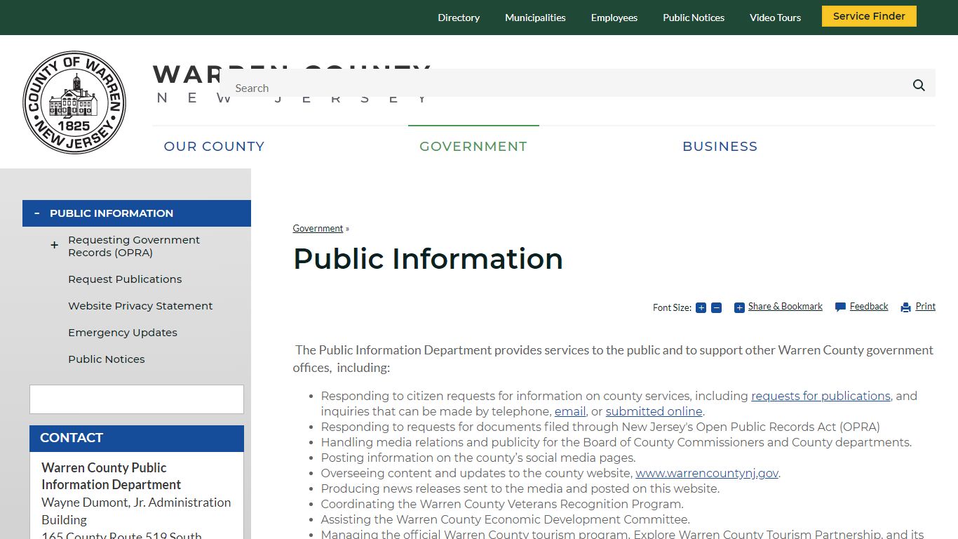 Public Information | Warren County, NJ