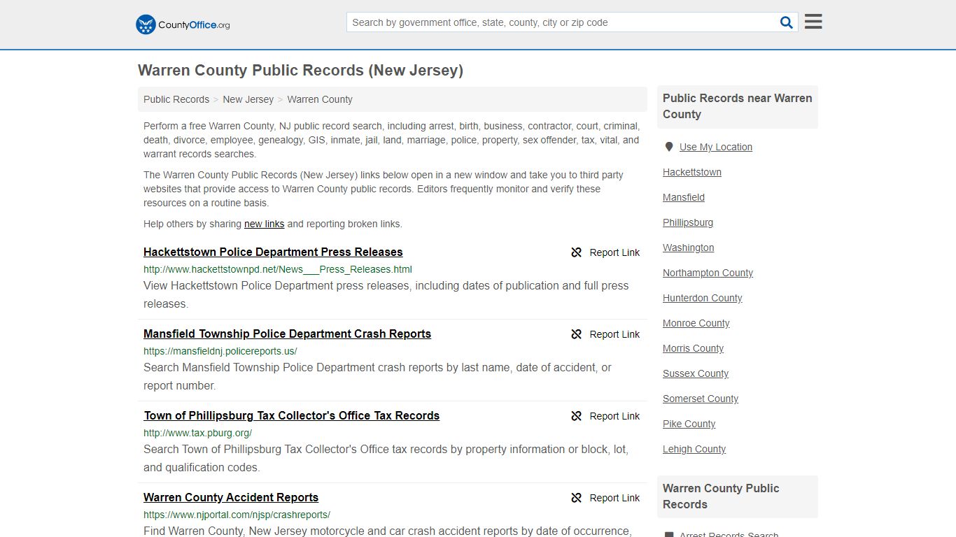 Public Records - Warren County, NJ (Business, Criminal ...