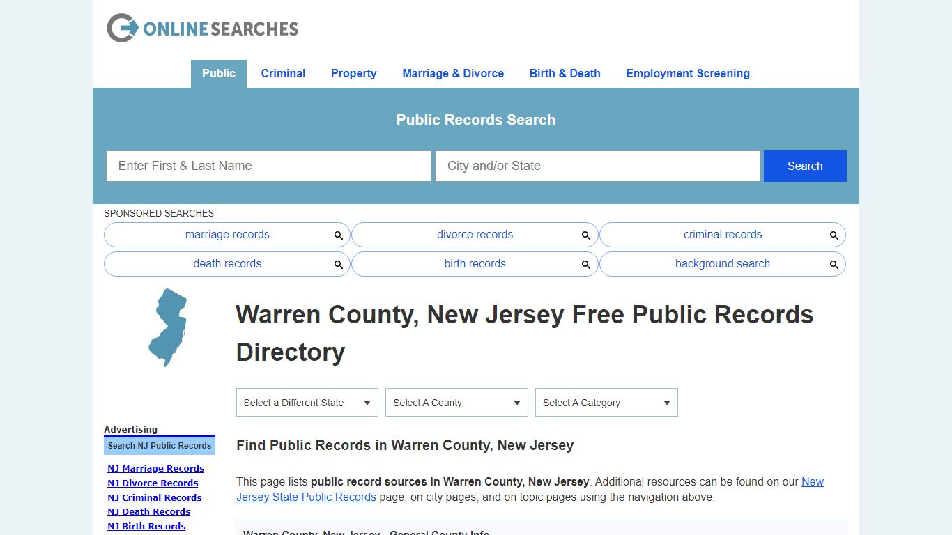 Warren County, New Jersey Public Records Directory